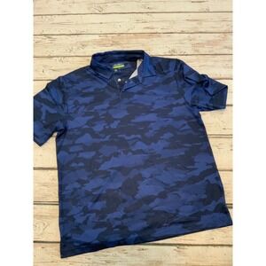 Ben Hogan Performance Large Blue Camo Golf Polo Shirt Short Sleeve Camouflage